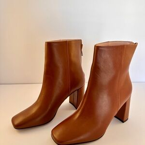 J. Crew Block Heel Tan Leather Ankle Boots
